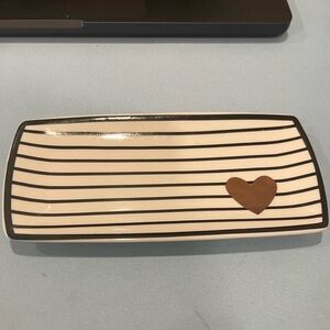 Gartner Studios Black And White Stripes With Gold Heart Trinket Tray